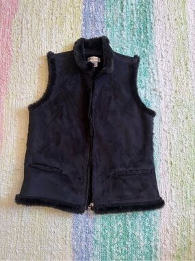 Vintage Black Faux Fur Vest